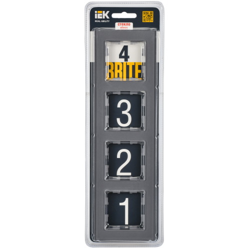 BRITE Рамка 4 -местная РУ-4-2-БрСе стекло серый IEK BRITE Рамка 4 -местная РУ-4-2-БрСе стекло серый IEK