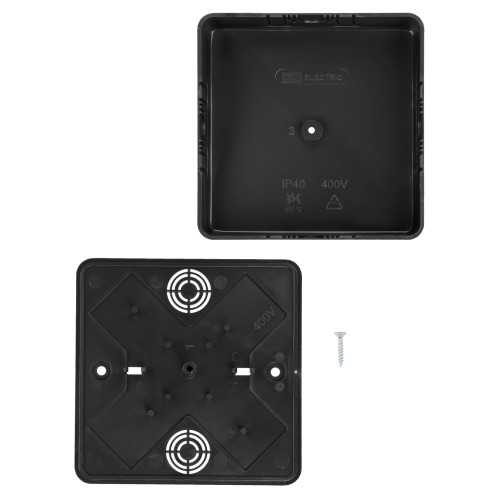 Коробка распаячная КР 100х100х29 ОП черная, IP40, инд. штрихкод TDM Коробка распаячная КР 100х100х29 ОП черная, IP40, инд. штрихкод TDM