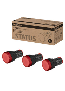 STATUS Лампа сигнальная AD-22DS, LED, d22 мм, 24-440 В AC/DC, IP65, красный TDM