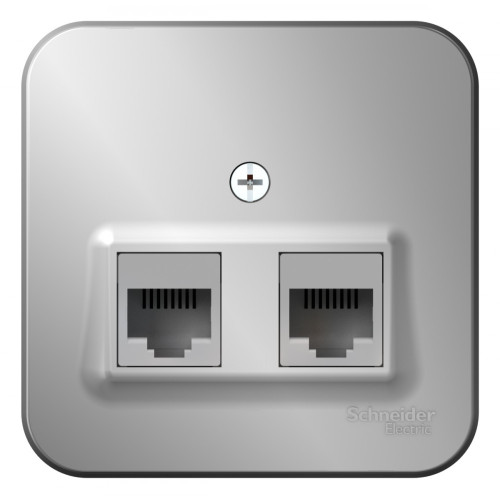 BLANCA О/У РОЗЕТКА двойная компьютерная RJ45, кат.5E, ИЗОЛ.ПЛ., АЛЮМИНИЙ BLANCA О/У РОЗЕТКА двойная компьютерная RJ45, кат.5E, ИЗОЛ.ПЛ., АЛЮМИНИЙ