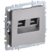 BRITE Розетка двойная RJ11+RJ45 кат.5E РК/Т12-БрС сталь IEK