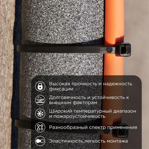 Хомут кабельный 2.5х150 нейл. черн. (уп.100шт) Rexant 07-0151 Хомут кабельный 2.5х150 нейл. черн. (уп.100шт) Rexant 07-0151