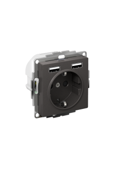 ATLASDESIGN РОЗЕТКА 16А c 2 USB A+A, 5В/2,4А, 2х5В/1,2А, механизм, БАЗАЛЬТ