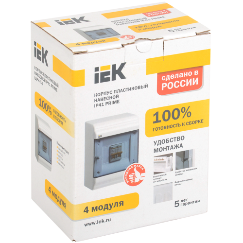 PRIME Корпус пластиковый ЩРН-П-4 модуля навесной белый IP41 IEK PRIME Корпус пластиковый ЩРН-П-4 модуля навесной белый IP41 IEK