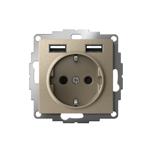 ATLASDESIGN РОЗЕТКА 16А c 2 USB A+A, 5В/2,4А, 2х5В/1,2А, механизм, ШАМПАНЬ ATLASDESIGN РОЗЕТКА 16А c 2 USB A+A, 5В/2,4А, 2х5В/1,2А, механизм, ШАМПАНЬ
