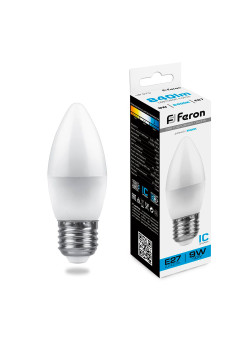 Лампа светодиодная Feron LB-570 Свеча E27 9W 175-265V 6400K