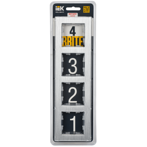 BRITE Рамка 4 -местная РУ-4-1-БрА металл алюминий IEK BRITE Рамка 4 -местная РУ-4-1-БрА металл алюминий IEK