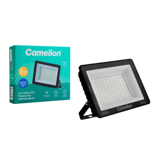 Прожектор LFL-5004 C02 (LED SMD 50Вт 5000лм 230В 6500К 153х136х30) черн. Camelion 16332 Прожектор LFL-5004 C02 (LED SMD 50Вт 5000лм 230В 6500К 153х136х30) черн. Camelion 16332