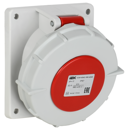 Розетка встраиваемая ССИ-4242 32А-6ч/380В 3P+PE IP67 IEK