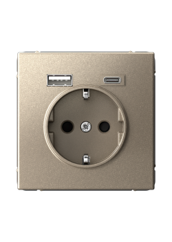 ARTGALLERY РОЗЕТКА 16А с 2 USB A+C, 5В/2,4А/3,0А, 2х5В/1,5А, механизм, ШАМПАНЬ
