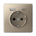 ARTGALLERY РОЗЕТКА 16А с 2 USB A+C, 5В/2,4А/3,0А, 2х5В/1,5А, механизм, ШАМПАНЬ ARTGALLERY РОЗЕТКА 16А с 2 USB A+C, 5В/2,4А/3,0А, 2х5В/1,5А, механизм, ШАМПАНЬ