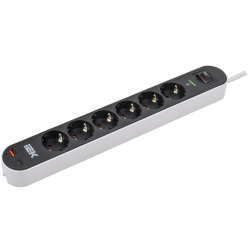Фильтр сетевой СФ-06К 16А USB A+C 20Вт 1,5м 3х1,5мм2 черный IEK