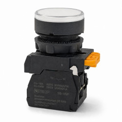 Кнопка SB-27 плоская без фиксации c подсветкой 220V AC 1NC белая IP65