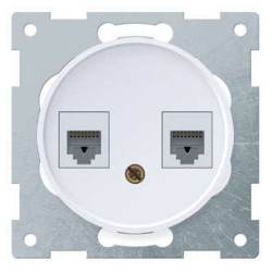 Розетка компьютерная + телефонная 2-м СП Florence RJ45 + RJ11 кат.5E механизм бел. (1E20801300) OneKeyElectro 2172771