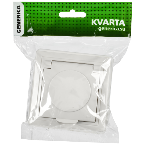 KVARTA Розетка с заземлением с защитными шторками с крышкой 16А IP44 РСбш10-3-КБ-44 белый GENERICA KVARTA Розетка с заземлением с защитными шторками с крышкой 16А IP44 РСбш10-3-КБ-44 белый GENERICA