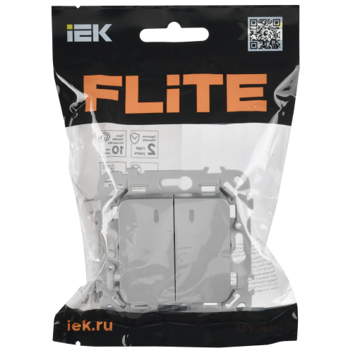 FLITE Выключатель 2-клавишный проходной с индикацией 10А ВС62-1-1-ФлА алюминий IEK FLITE Выключатель 2-клавишный проходной с индикацией 10А ВС62-1-1-ФлА алюминий IEK