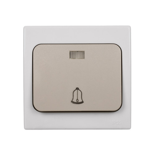 Кнопка звонковая с подсветкой скрытой установки IP54 6A серая Кнопка звонковая с подсветкой скрытой установки IP54 6A серая
