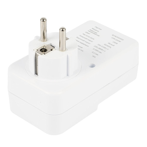Реле напряжения для розетки регулируемое  STEKKER  VPR-200W, 230В,16A,белый