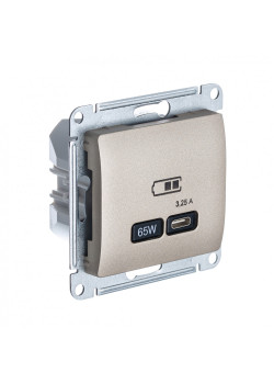 GLOSSA USB РОЗЕТКА тип-C 65Вт высокоскор.заряд. QC, PD, механизм, ТИТАН