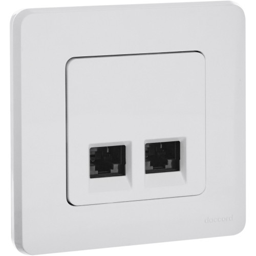 INSPIRIA Розетка компьютерная двойная RJ45 категория 6 UTP белый INSPIRIA Розетка компьютерная двойная RJ45 категория 6 UTP белый