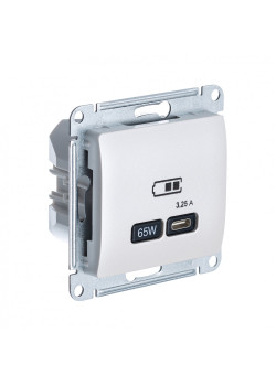 GLOSSA USB РОЗЕТКА тип-C 65Вт высокоскор.заряд. QC, PD, механизм, ПЕРЛАМУТР