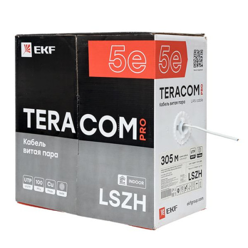 Витая пара TERACOM PRO Cat.5E U/UTP 4 п. solid 24AWG LSZH нг(А)-HF сер. (305м) Витая пара TERACOM PRO Cat.5E U/UTP 4 п. solid 24AWG LSZH нг(А)-HF сер. (305м)