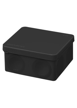 Коробка расп., двухкомп. для прямого монтажа ОП 100х100х50 мм, IP66, 8 вх., HF, черная, (4 шт) TDM