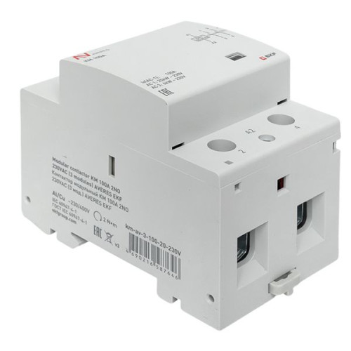 Контактор модульный КМ 100А 2NO 230В АС (3 мод.) AVERES EKF Контактор модульный КМ 100А 2NO 230В АС (3 мод.) AVERES EKF