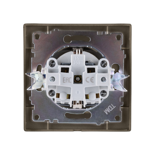 Розетка 2П+З 16А 250В IP44 с крышкой бронза Розетка 2П+З 16А 250В IP44 с крышкой бронза