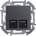 INSPIRIA Розетка компьютерная двойная RJ45 категория 6 UTP антрацит