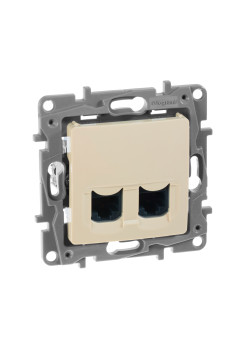 ETIKA Розетка компьютерная двойная RJ45 категория 6 UTP слоновая кость