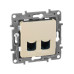ETIKA Розетка компьютерная двойная RJ45 категория 6 UTP слоновая кость ETIKA Розетка компьютерная двойная RJ45 категория 6 UTP слоновая кость