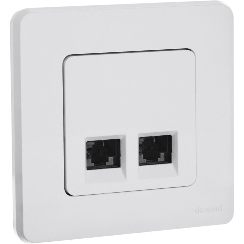 INSPIRIA Розетка компьютерная двойная RJ45 категория 5Е UTP белый INSPIRIA Розетка компьютерная двойная RJ45 категория 5Е UTP белый