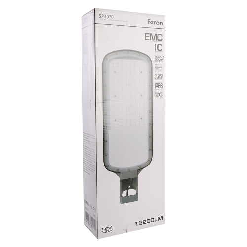 Светодиодный уличный консольный светильник Feron SP3070 120W 5000K AC90-300V, серый Светодиодный уличный консольный светильник Feron SP3070 120W 5000K AC90-300V, серый