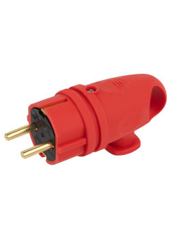 Вилка VX11-R-IP44 16А IP44 с кольцом угловая с заземл. каучук красн. ЭРА Б0055417