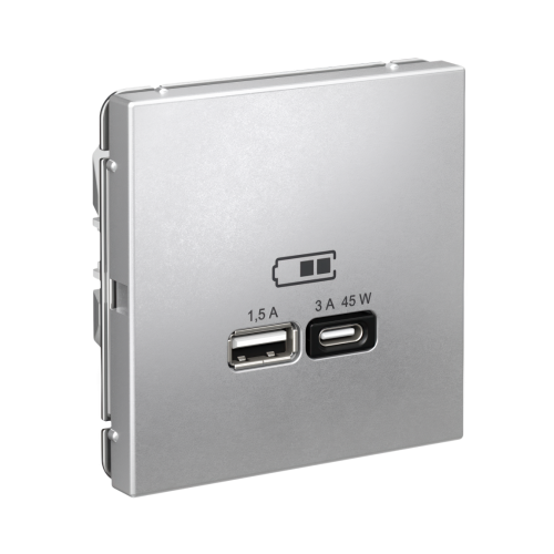 ARTGALLERY USB РОЗЕТКА A + тип-C 45Вт высокоскор.заряд. QC, PD, механизм, АЛЮМИНИЙ