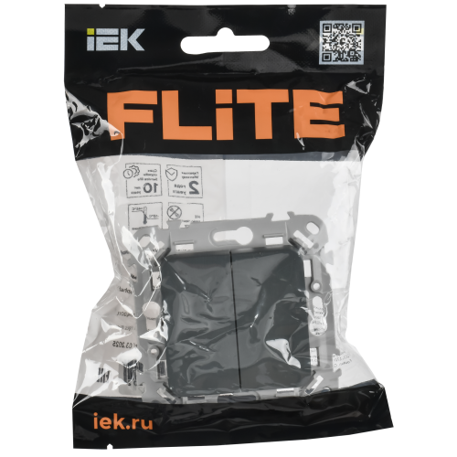 FLITE Выключатель 2-клавишный проходной 10А ВС62-1-0-ФлМА мокрый асфальт IEK FLITE Выключатель 2-клавишный проходной 10А ВС62-1-0-ФлМА мокрый асфальт IEK