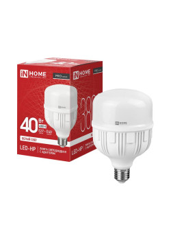 Лампа светодиодная высокомощная LED-HP-PRO 40Вт цилиндр 4000К нейтр. бел. E27 3800лм 230В с адаптером E40 IN HOME 4690612031095