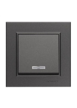 Выключатель 1-кл. СП Karea 10А IP20 дым. металлик с подсветкой Makel 56050021