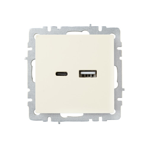 BRITE Розетка USB A+C 18Вт РЮ11-1-БрКр бежевый IEK