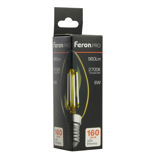 Лампа светодиодная Feron.PRO LB-1206 Свеча E14 960LM 6W 175-265V 2700K Лампа светодиодная Feron.PRO LB-1206 Свеча E14 960LM 6W 175-265V 2700K