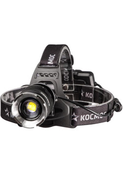 Фонарь налобный аккум. 10Вт P70 LED/Li-ion18650 3х1200мА.ч алюм. КОСМОС (KOC853Lit)