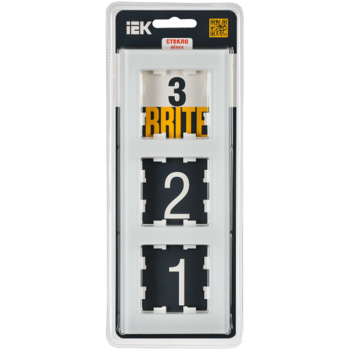 BRITE Рамка 3-местная РУ-3-2-Бр стекло белый матовый IEK BRITE Рамка 3-местная РУ-3-2-Бр стекло белый матовый IEK