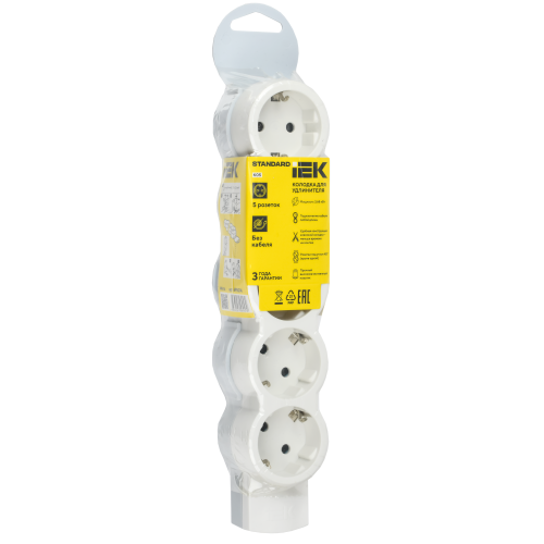STANDARD Колодка для удлинителя с заземлением К05 5 мест белая IEK STANDARD Колодка для удлинителя с заземлением К05 5 мест белая IEK