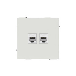 Компьютерная розетка RJ-45 без шторки, кат.6А двойная, KANT, белый песок