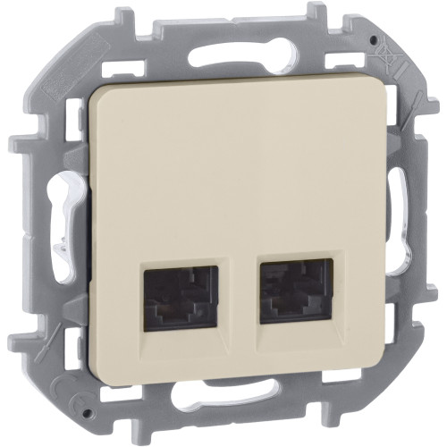 INSPIRIA Розетка компьютерная двойная RJ45 категория 6 UTP слоновая кость