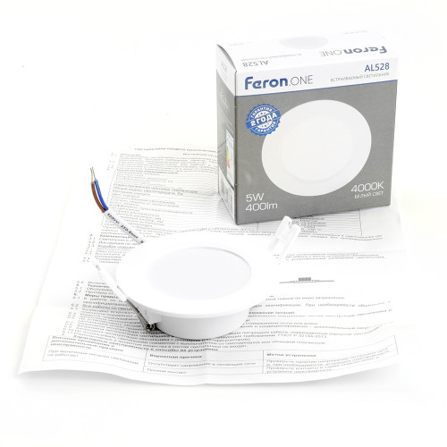 Светодиодный светильник Feron.ONE AL528 встраиваемый 5W 4000K белый Светодиодный светильник Feron.ONE AL528 встраиваемый 5W 4000K белый