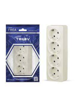 Розетка 4-м ОП Frea 16А IP20 250В с заземл. АБС-пластик беж. TOKOV ELECTRIC TKE-FR-R4Z-C02