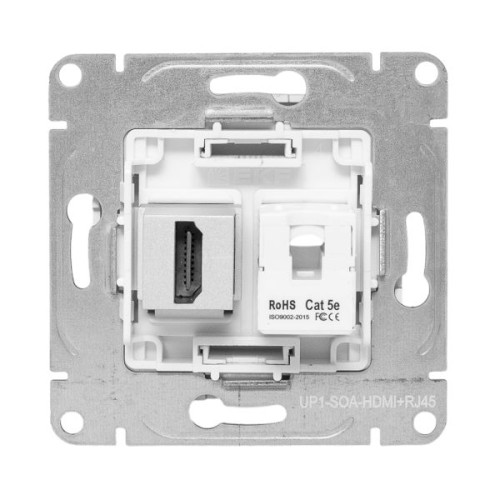 Механизм роз. HDMI+RJ45 (cat5), алюм. Эпика EKF Механизм роз. HDMI+RJ45 (cat5), алюм. Эпика EKF