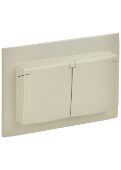 SKANDY Розетка 2-местная и крышкой 16А в сборе IP44 SK-R12B бежевый IEK